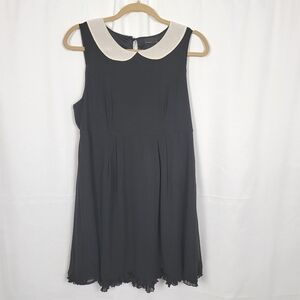 Black Sleeveless Dress with Cream Collar #2666